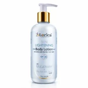 Lorica Skin Lightening Body Lotion | Glutathione, Hyaluronic Acid, Kojic Acid, SPF – 30 | Smooth and Supple Skin | Superior Hydration & Nourishment | Non Greasy | All Skin Types (250 ml)