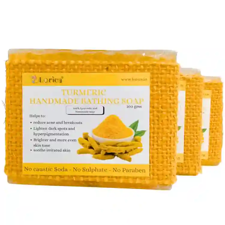 Lorica Ayurvedic Turmeric Soap with Glycerine for glowing Skin (Pack of 3 X100 gm)
